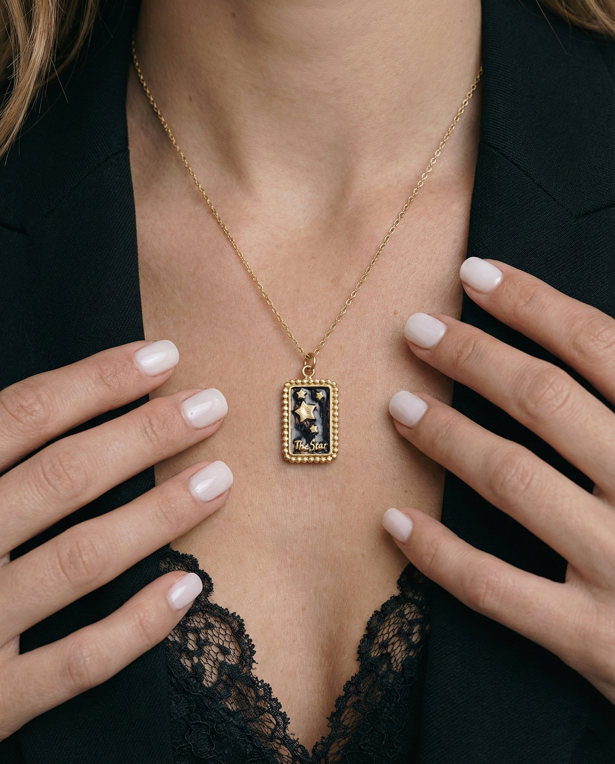 Yıldız Tarot Kartı Kolye, 925 Ayar Gümüş - 20 Mm - 2