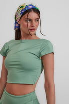 Berry Sırt Detaylı Crop Top, Yeşil - 3