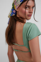 Berry Sırt Detaylı Crop Top, Yeşil - 5