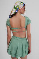 Berry Sırt Detaylı Crop Top, Yeşil - 7