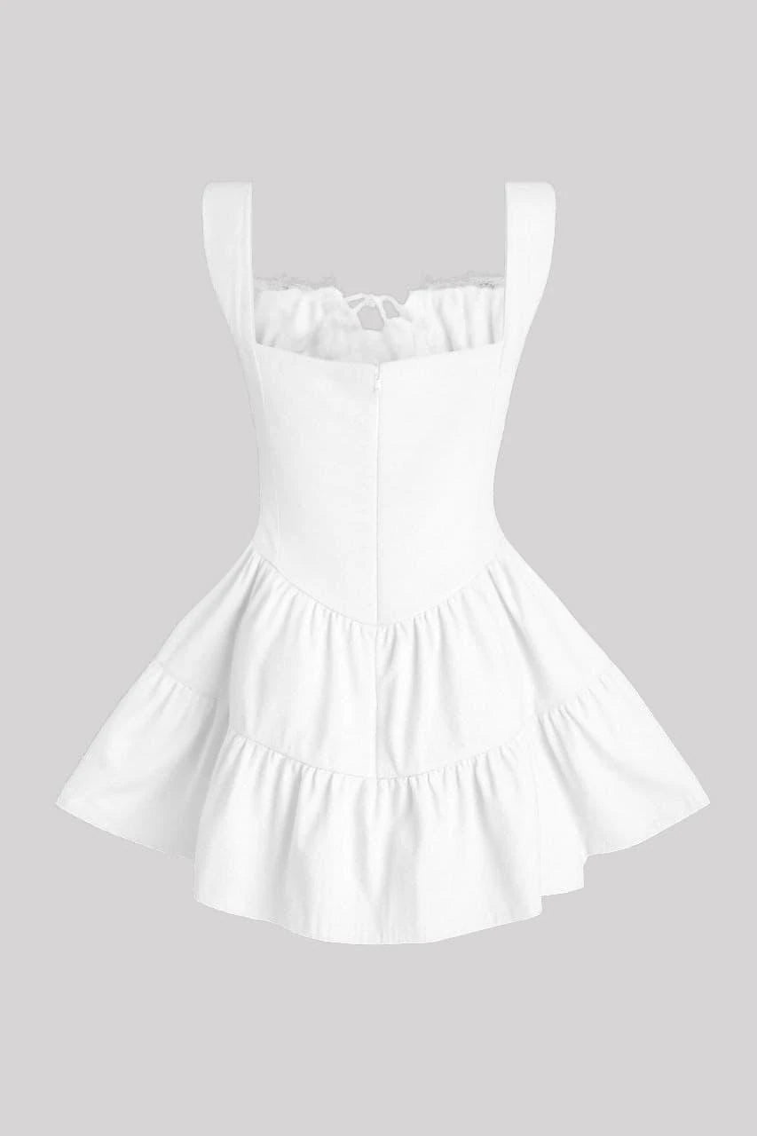 Kalın Askılı Korse Detaylı Mini Elbise - 1