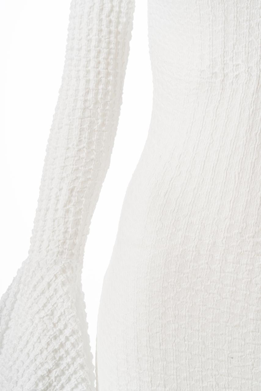 Fleur Sırtı Açık Gofreli Mini Elbise - 5