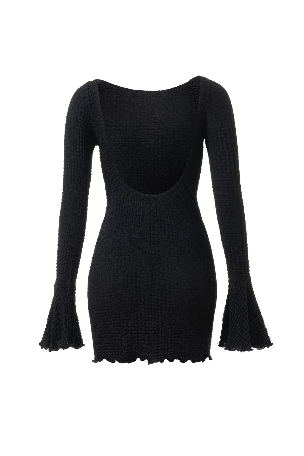 Fleur Sırtı Açık Gofreli Mini Elbise - 7