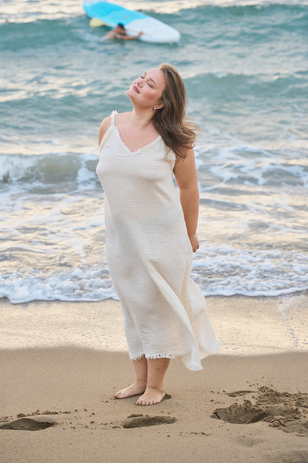 Crinkle Linen İp Askılı Elbise - 2