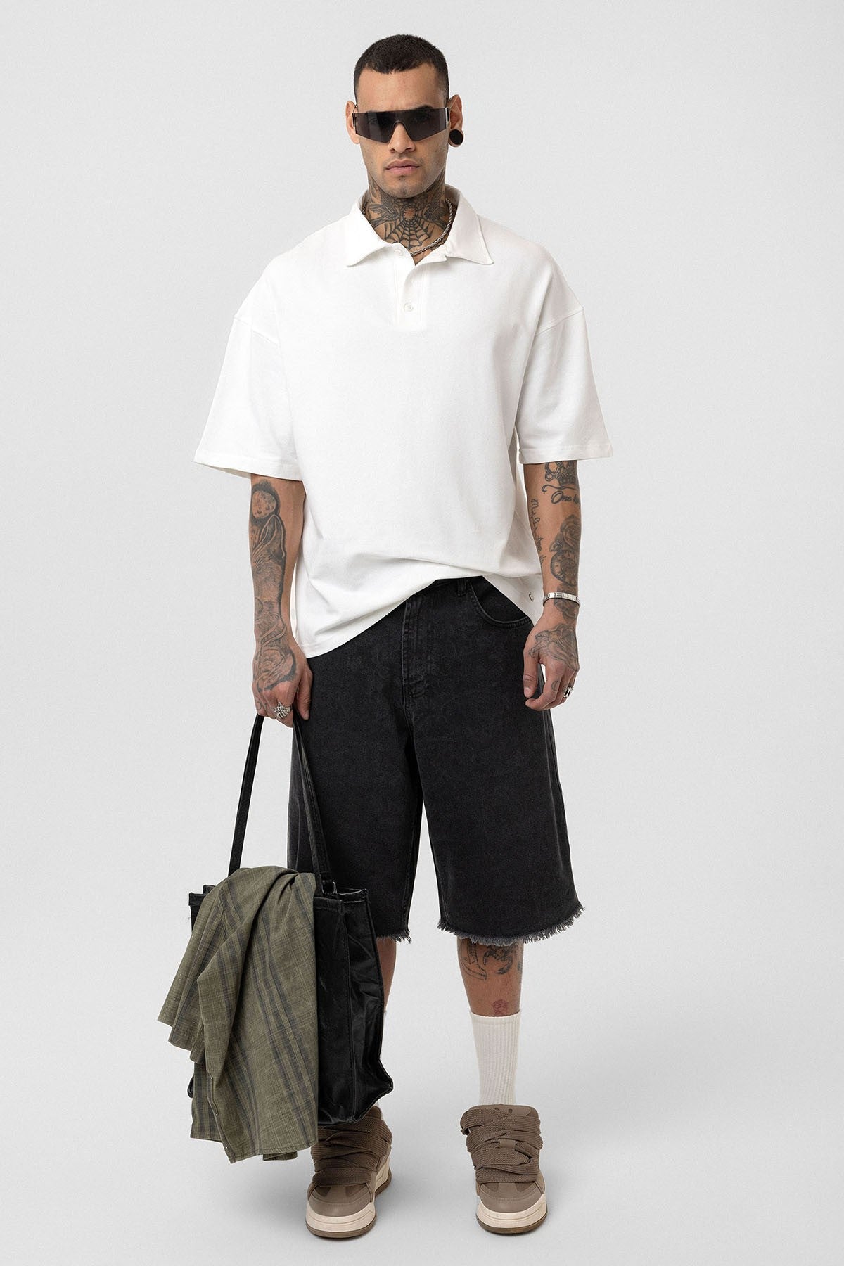 Basic Polo Yaka Oversize Tişört - 1