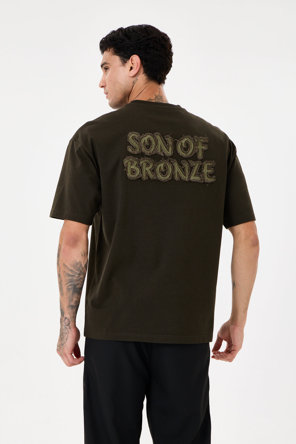 Dark Green Aplike Detaylı Comfort T-Shirt - 0