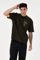 Dark Green Aplike Detaylı Comfort T-Shirt - 2