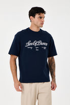 Navy Blue Eva Nakışlı Comfort T-Shirt - 0