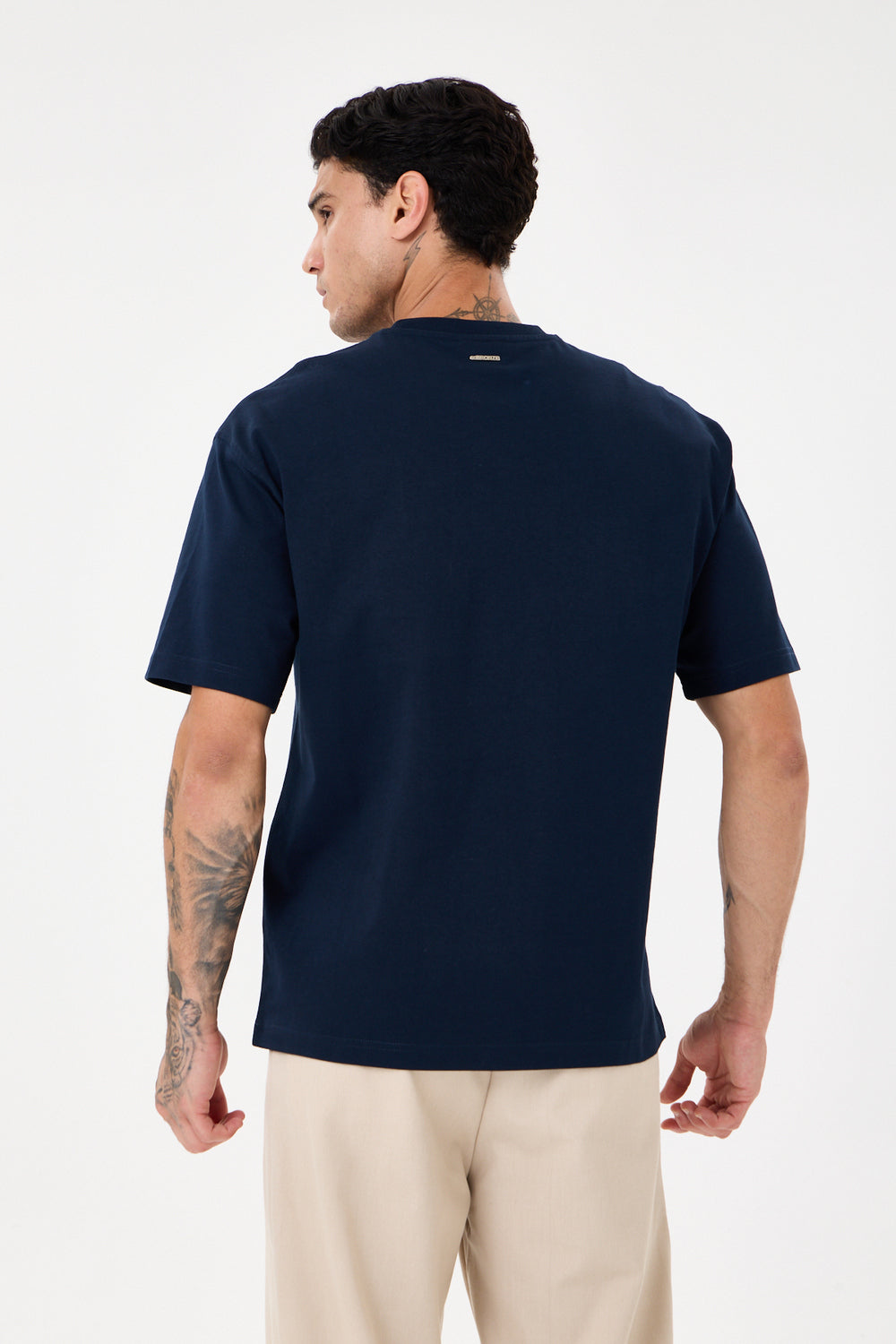 Navy Blue Eva Nakışlı Comfort T-Shirt - 2