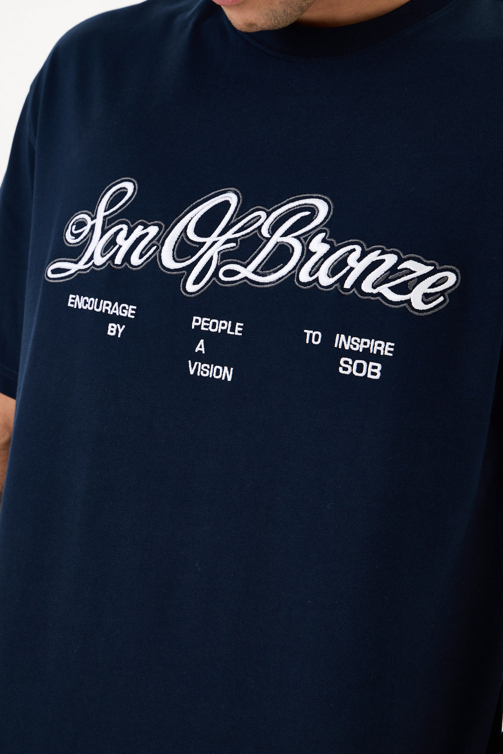 Navy Blue Eva Nakışlı Comfort T-Shirt - 3