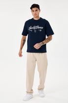 Navy Blue Eva Nakışlı Comfort T-Shirt - 5