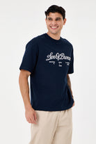 Navy Blue Eva Nakışlı Comfort T-Shirt - 6