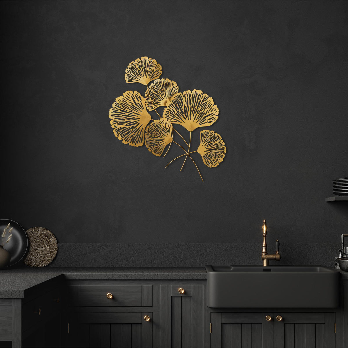 Dekoratif Metal Duvar Tablosu, Altın Rengi - 58x75 cm - 2