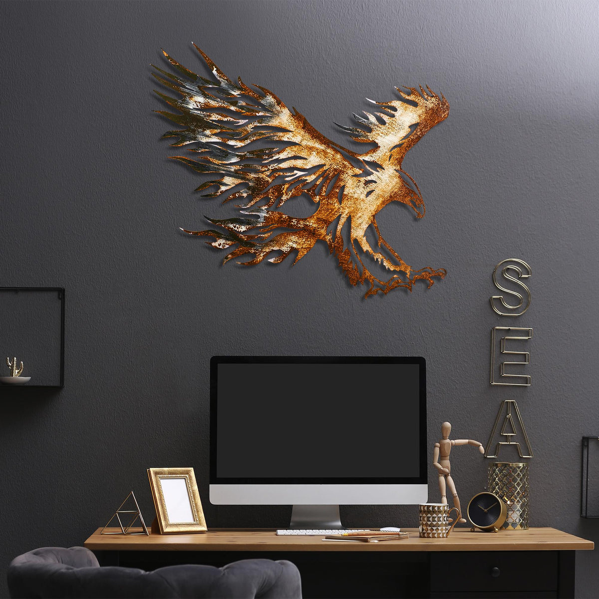 Dekoratif Metal Duvar Tablosu - 63x71 cm - 2