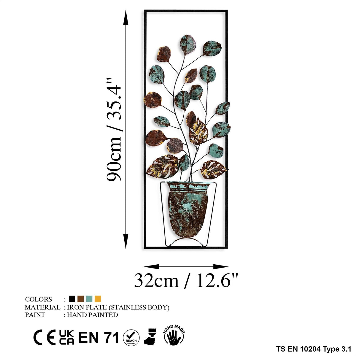 Dekoratif Metal Duvar Tablosu - 32x90 cm - 6