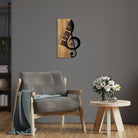 Ahşap ve Metal Duvar Tablosu, Siyah-Ceviz - 30x50 cm - 1