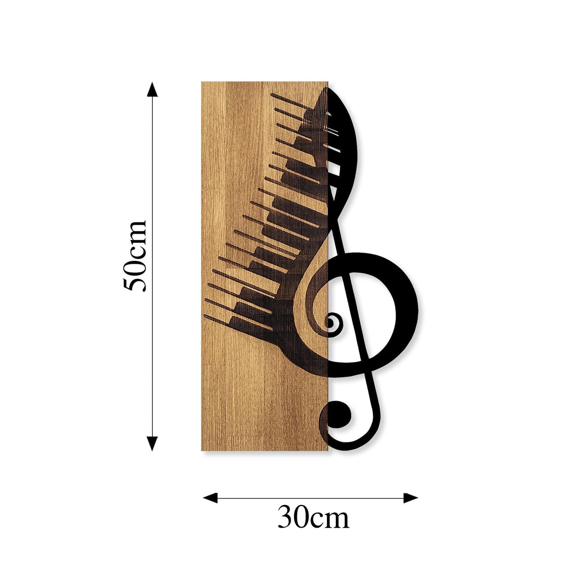Ahşap ve Metal Duvar Tablosu, Siyah-Ceviz - 30x50 cm - 5