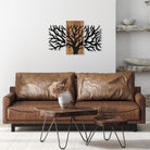 Ahşap ve Metal Duvar Tablosu, Siyah-Ceviz - 59x96 cm - 0