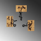Ahşap ve Metal Duvar Tablosu, Siyah-Ceviz - 24x25 cm - 0