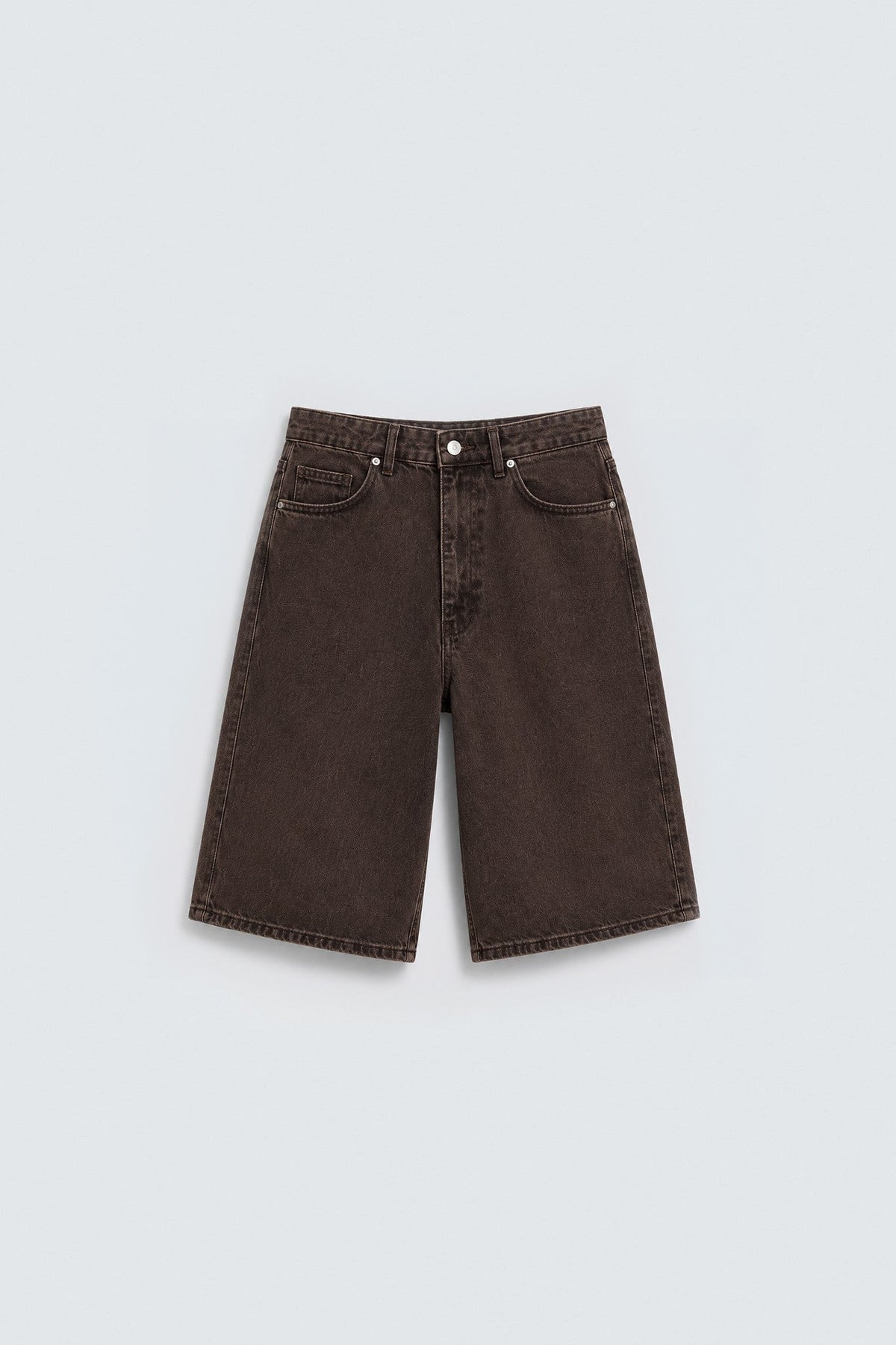 Bermuda Denim Erkek Şort, Kahverengi - 0