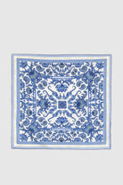 Royal Blue Blanc Silk Scarf - Gold Detailed - 0