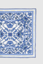 Royal Blue Blanc Silk Scarf - Gold Detailed - 1