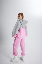 Şardonlu 3 İplik Oversize Kapüşonlu Sweatshirt, Pembe - 2