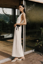 Sabine Midi Krep Elbise - Ivory Beyaz - 3
