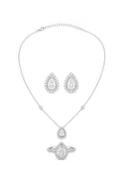 Mozanit Stone 925 Ayar Gümüş Kolye, Küpe ve Yüzük Seti - 0