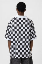 Oversize Polo Yaka Forma Tişört - Siyah ve Beyaz - 3