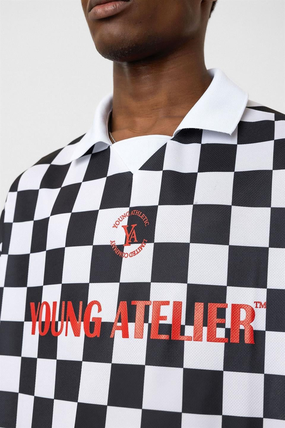 Oversize Polo Yaka Forma Tişört - Siyah ve Beyaz - 5
