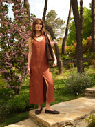 Scirocco Keten Karışımlı Elbise, Kahverengi - 4