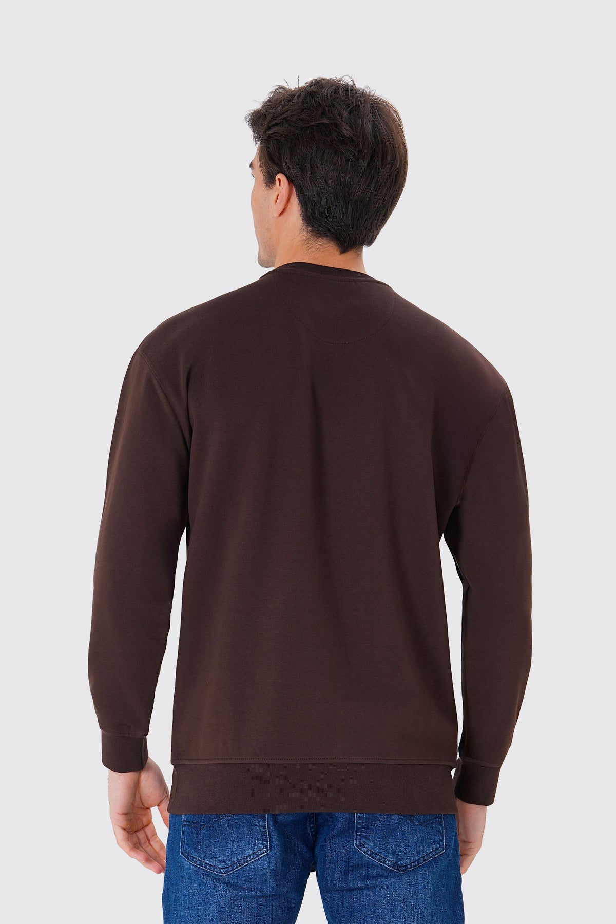 Regular Fit Logo Nakışlı Sweatshirt, Kahverengi - 3