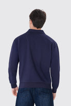 Polo Yaka Logo Nakışlı Sweatshirt, Lacivert - 2