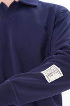 Polo Yaka Logo Nakışlı Sweatshirt, Lacivert - 4