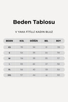 Fitilli V Yaka Uzun Kollu Kadın Bluz, Su Yeşili - 4