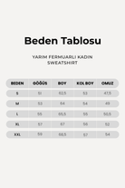 Yarım Fermuarlı Kadın Sweatshirt, Taş - 3