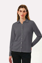 Slim Fit Kadın Gömlek, Antrasit - 3
