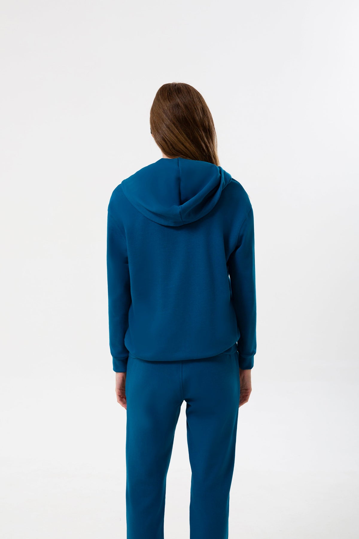 Fermuarlı Logo Nakışlı Sweatshirt, Petrol Mavisi - 3