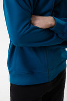 Fermuarlı Kapüşonlu Logo Nakışlı Sweatshirt, Petrol Mavisi - 2
