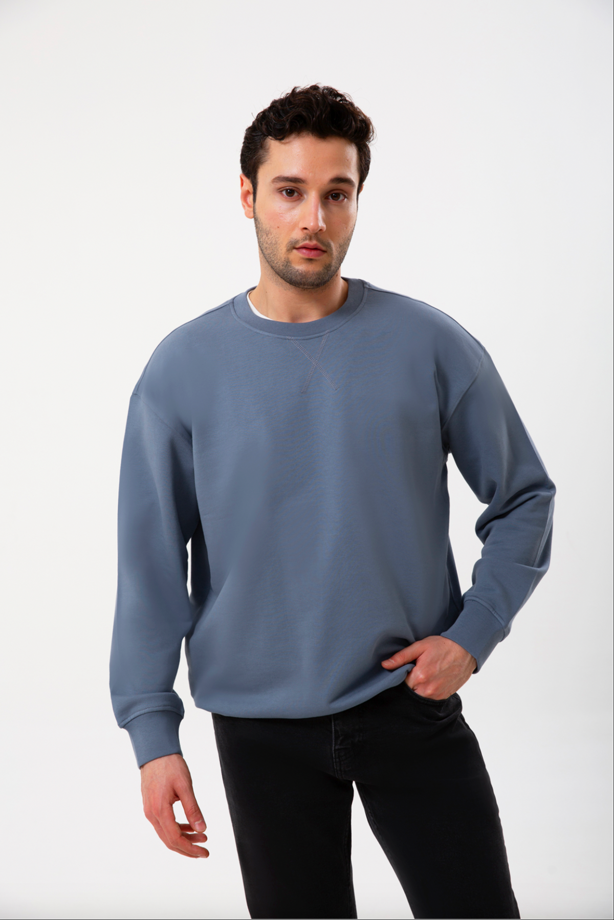 Regular Fit Logo Nakışlı Sweatshirt, Kurşuni - 0