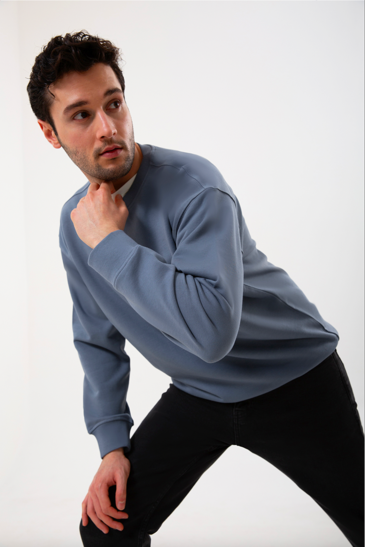Regular Fit Logo Nakışlı Sweatshirt, Kurşuni - 2