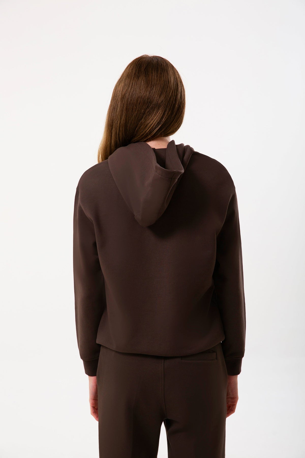 Kapüşonlu Logo Nakışlı Sweatshirt, Kahverengi - 5