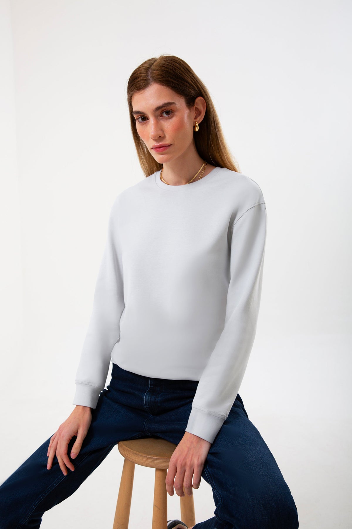 Regular Fit Logo Nakışlı Sweatshirt, Taş - 2