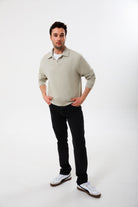 Polo Yaka Logo Nakışlı Sweatshirt, Bej - 0