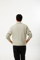 Polo Yaka Logo Nakışlı Sweatshirt, Bej - 3