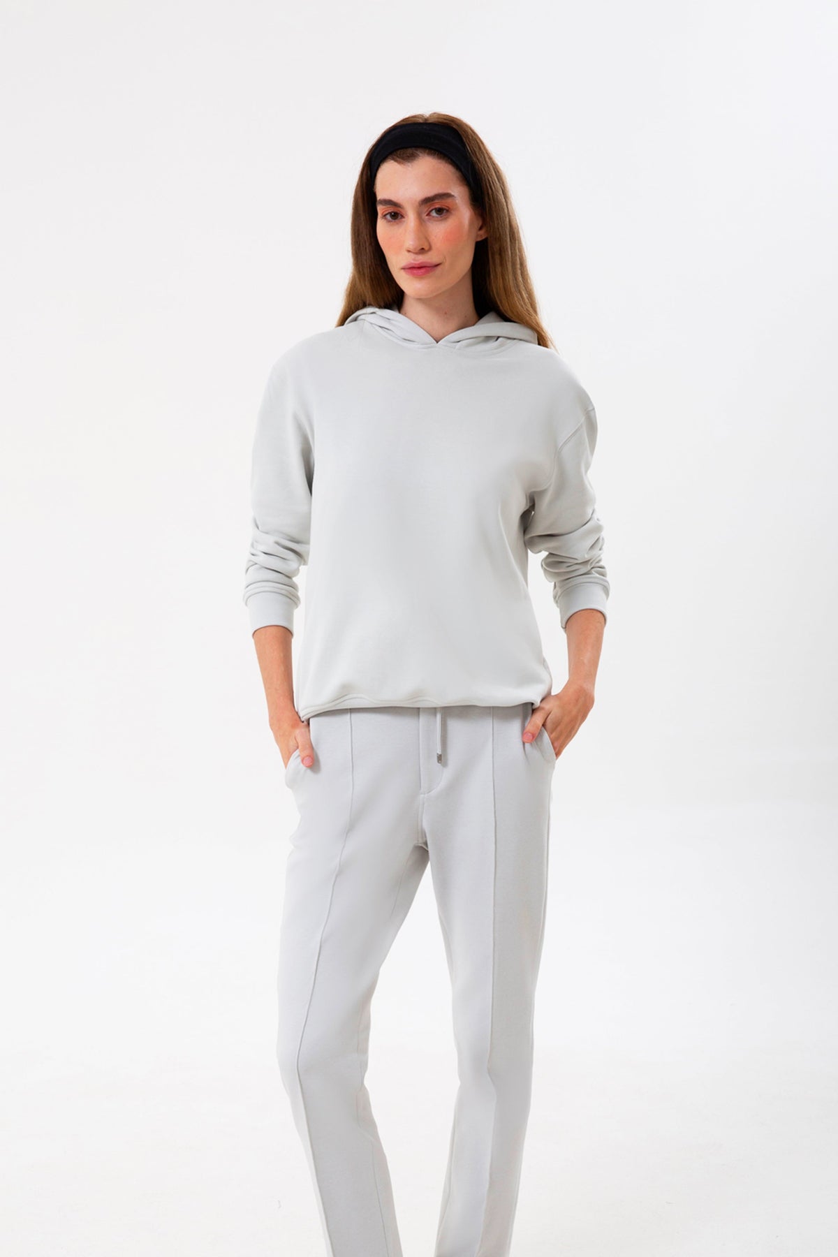 Kapüşonlu Logo Nakışlı Sweatshirt, Taş - 2