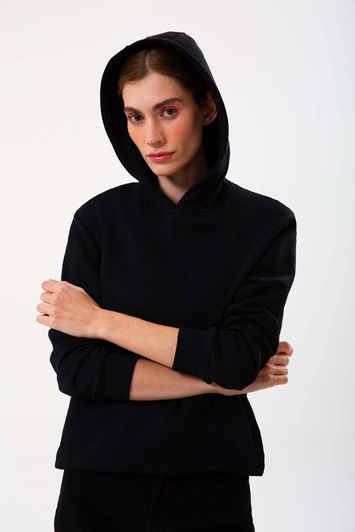 Kapüşonlu Logo Nakışlı Sweatshirt - 1
