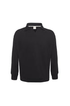 Polo Yaka Logo Nakışlı Sweatshirt, Siyah - 0