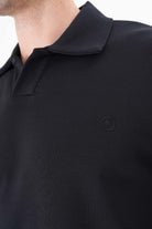 Polo Yaka Logo Nakışlı Sweatshirt, Siyah - 2
